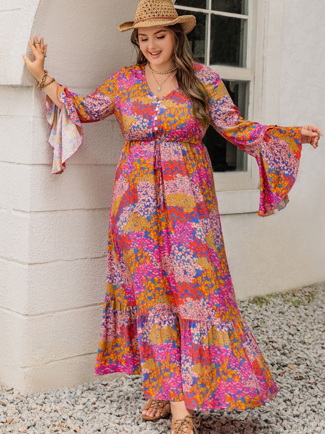 long sleeve v neck dress plus size City Chic Women's Ivanna V Neck Maxi Dress
