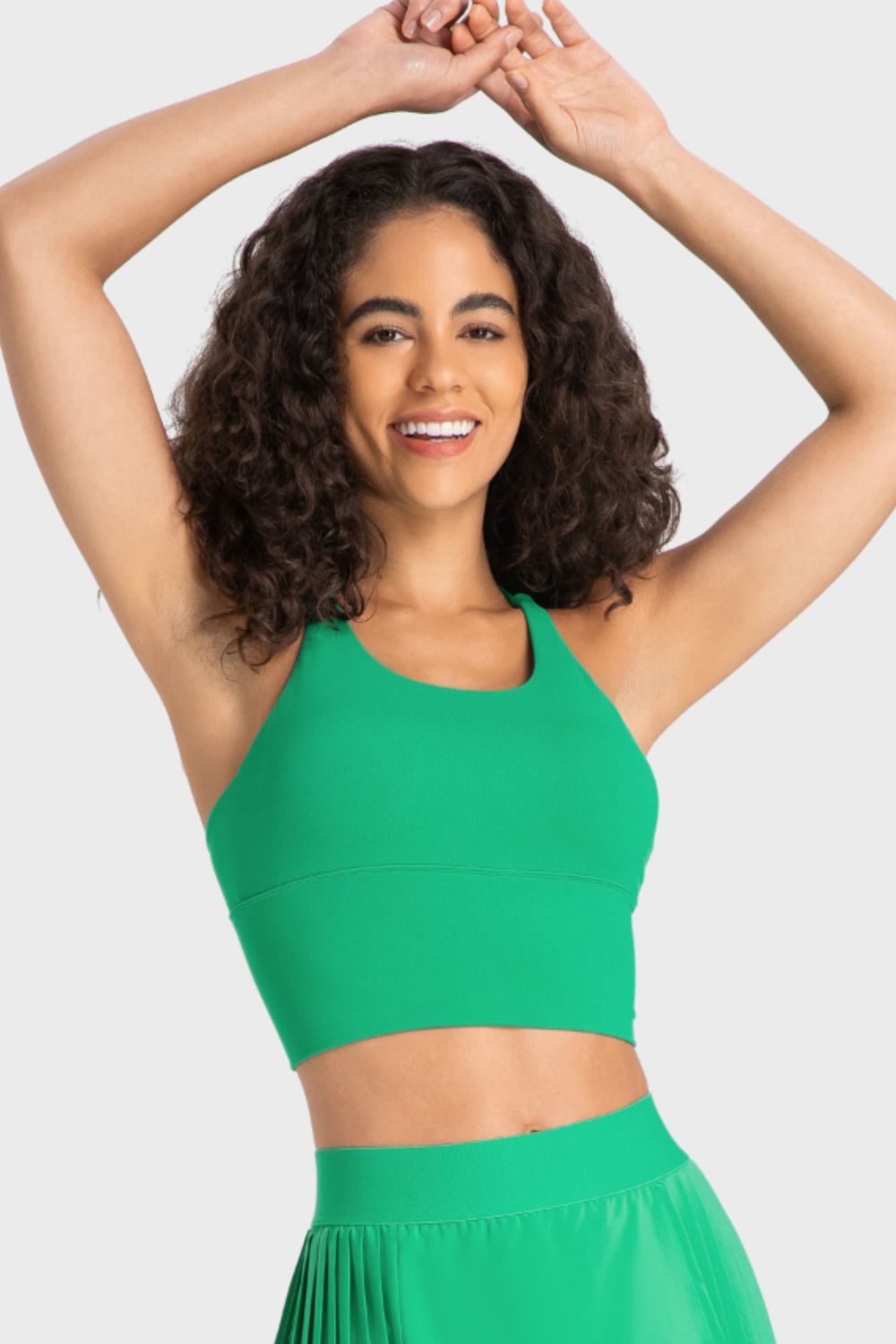 Crisscross Back Ladder Detail Sports Bra in Sherbet - alternate view 4