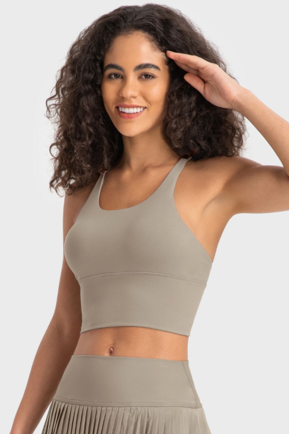 Crisscross Back Ladder Detail Sports Bra in Sherbet - alternate view 11