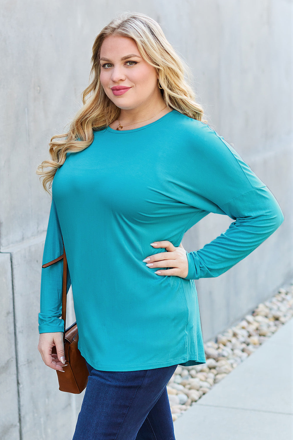 Basic Bae Full Size Round Neck Dropped Shoulder T-Shirt in Army Green - alternate view 14
