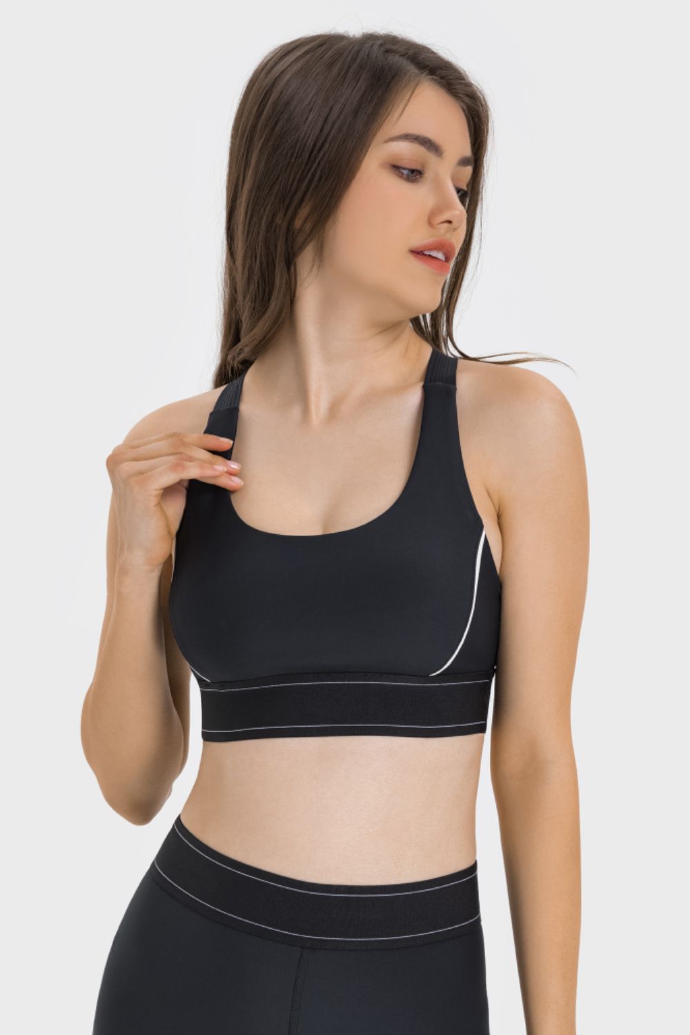 Contrast Sports Bra in Black - alternate view 8
