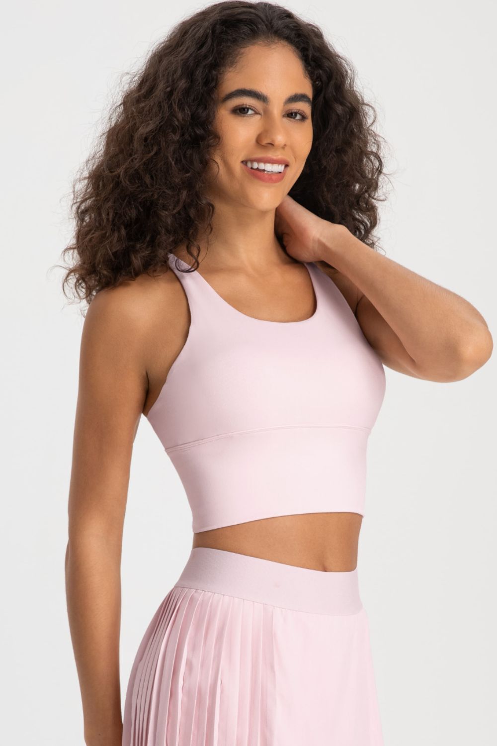 Crisscross Back Ladder Detail Sports Bra in Sherbet - alternate view 8