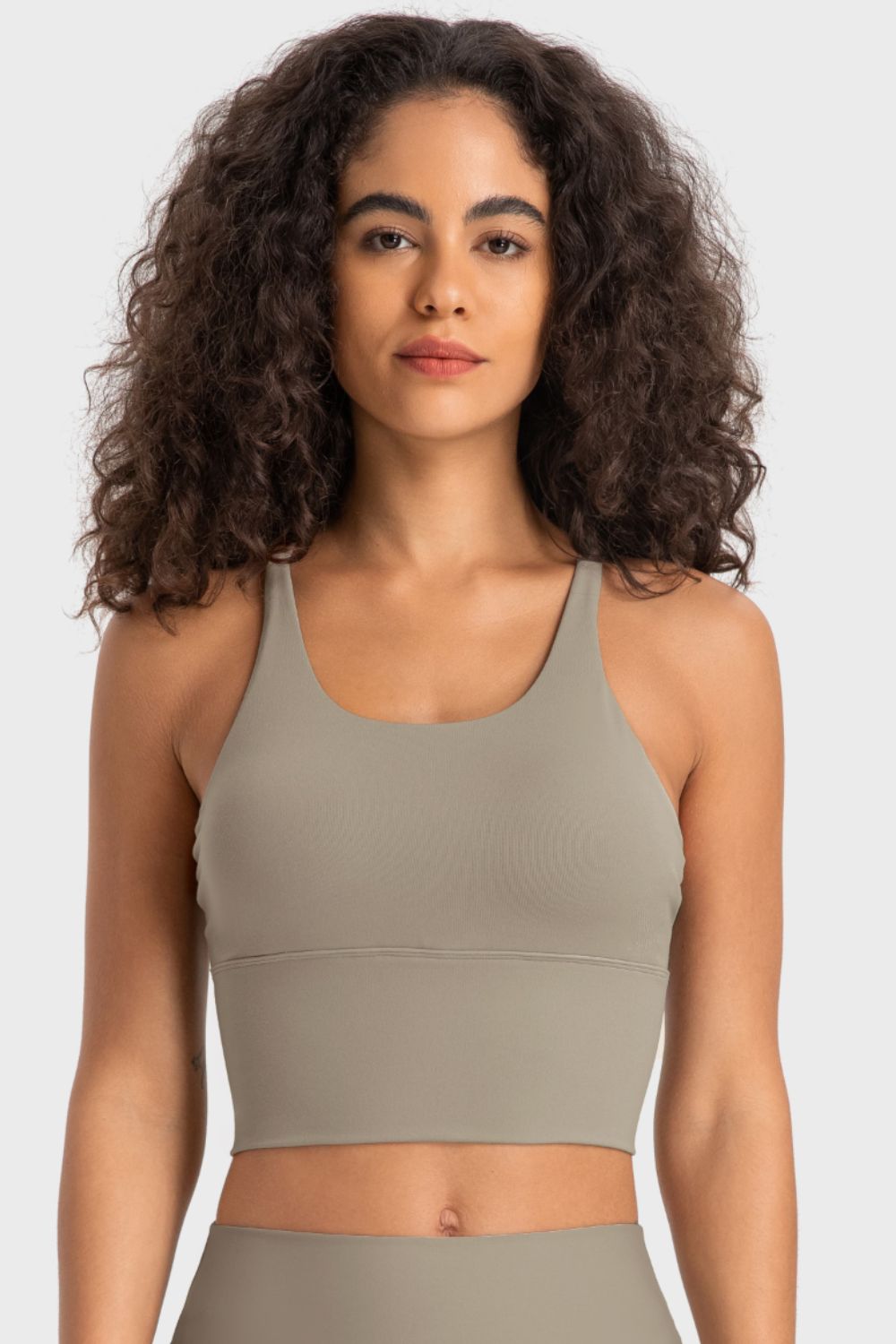 Crisscross Back Ladder Detail Sports Bra in Sherbet - alternate view 10