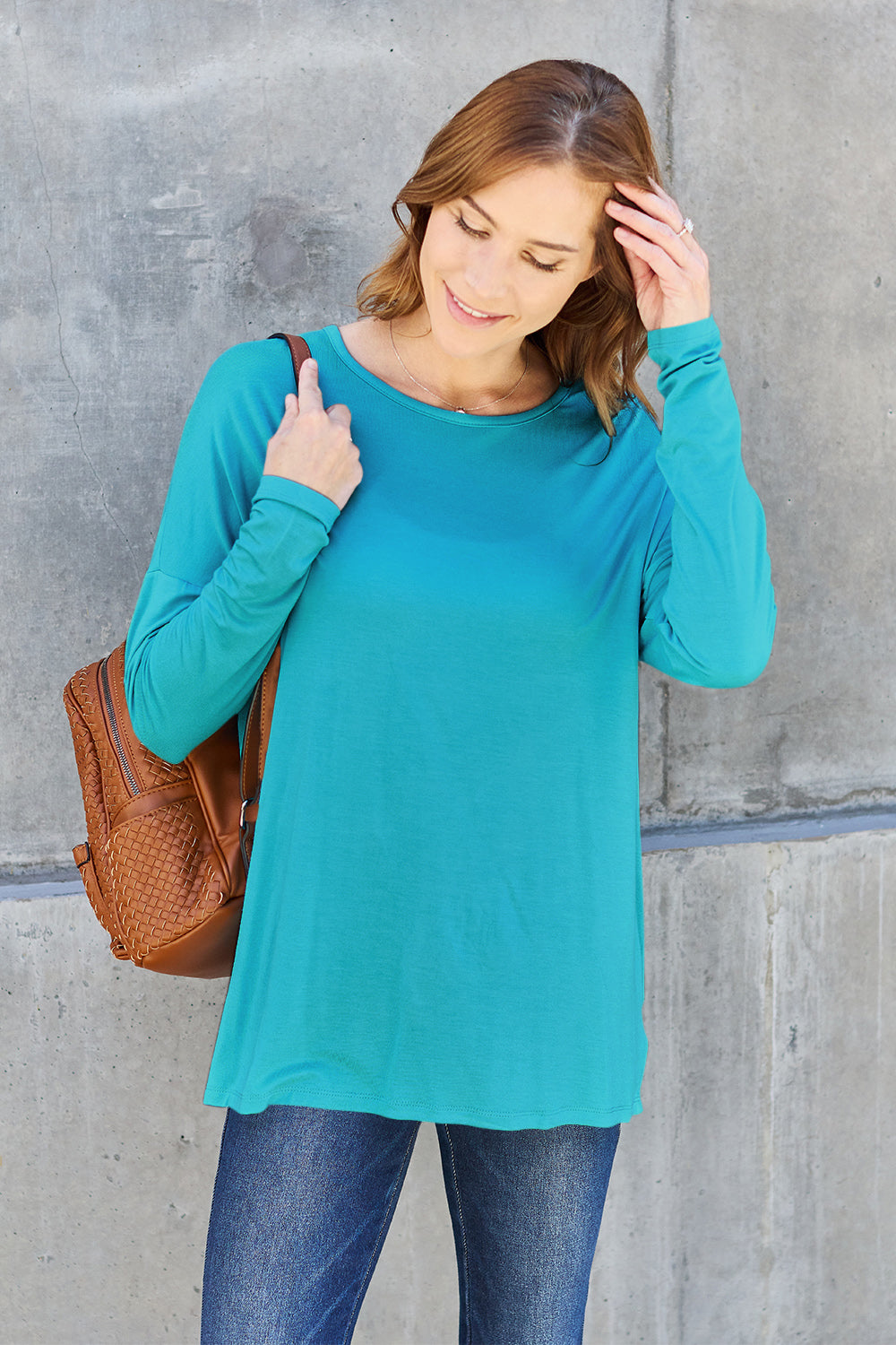 Basic Bae Full Size Round Neck Dropped Shoulder T-Shirt in Army Green - alternate view 9