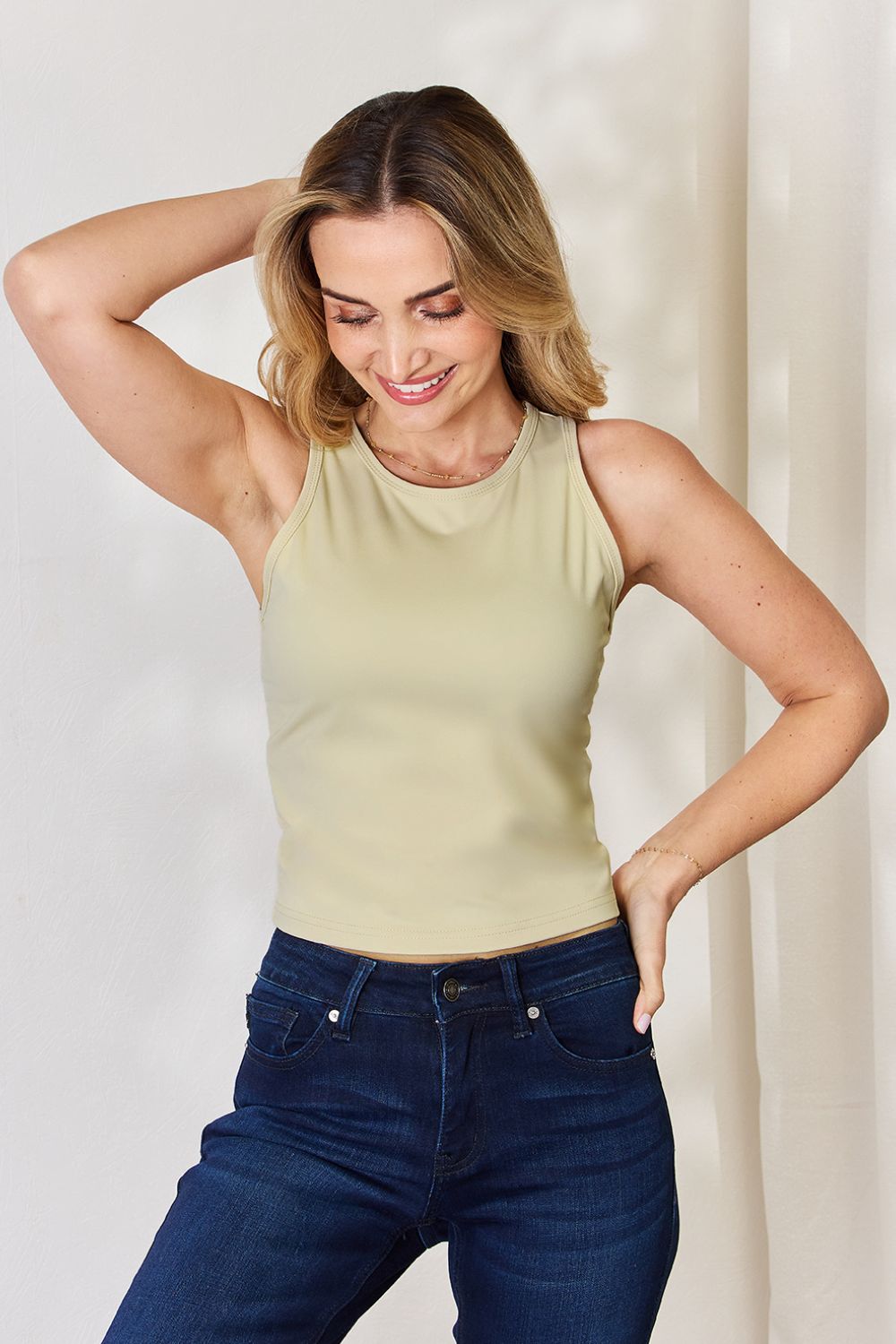 Basic Bae Full Size Round Neck Slim Tank in Black - alternate view 15