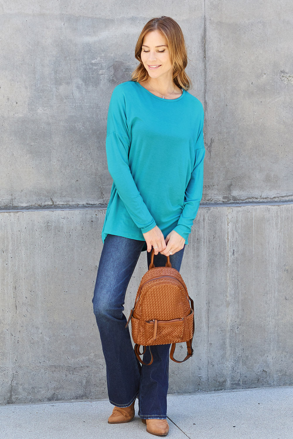 Basic Bae Full Size Round Neck Dropped Shoulder T-Shirt in Army Green - alternate view 12