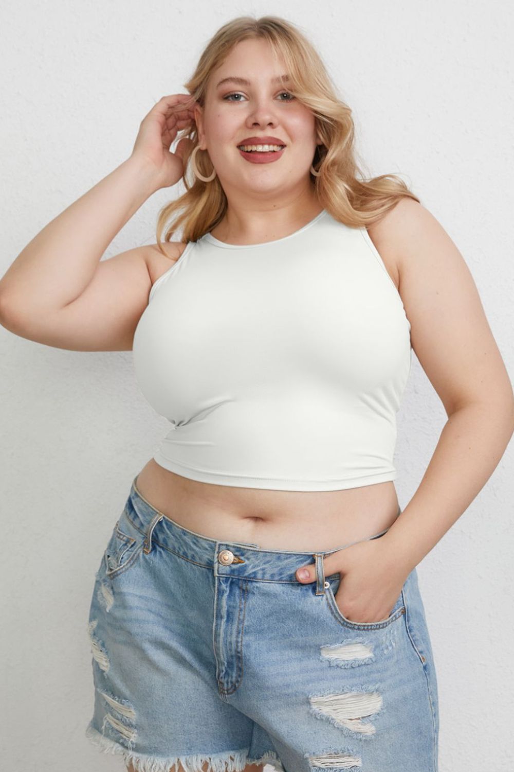 Basic Bae Full Size Round Neck Slim Tank in Black - alternate view 11