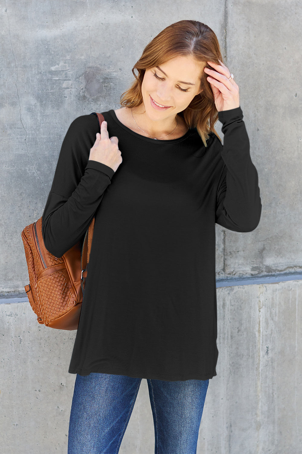 Basic Bae Full Size Round Neck Dropped Shoulder T-Shirt in Army Green - alternate view 17
