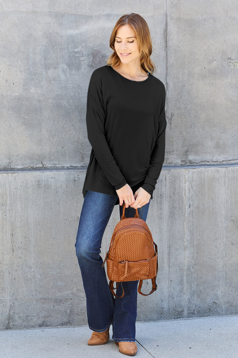 Basic Bae Full Size Round Neck Dropped Shoulder T-Shirt in Army Green - alternate view 20