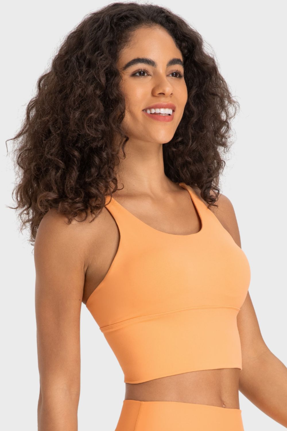 Crisscross Back Ladder Detail Sports Bra in Sherbet - alternate view 3