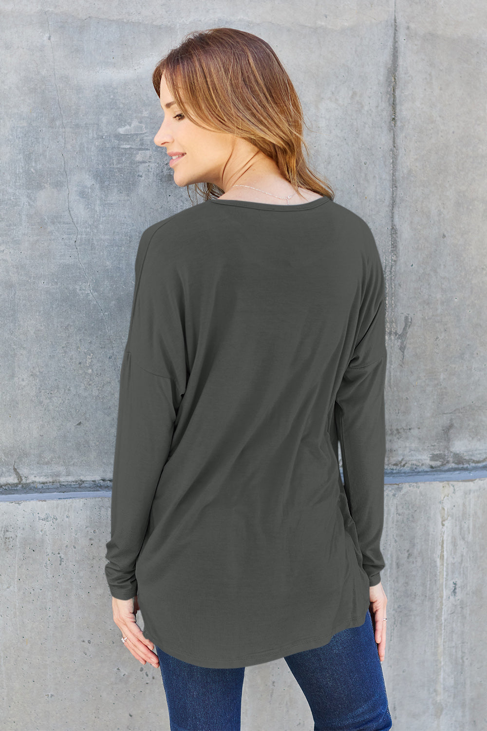 Basic Bae Full Size Round Neck Dropped Shoulder T-Shirt in Army Green - alternate view 27