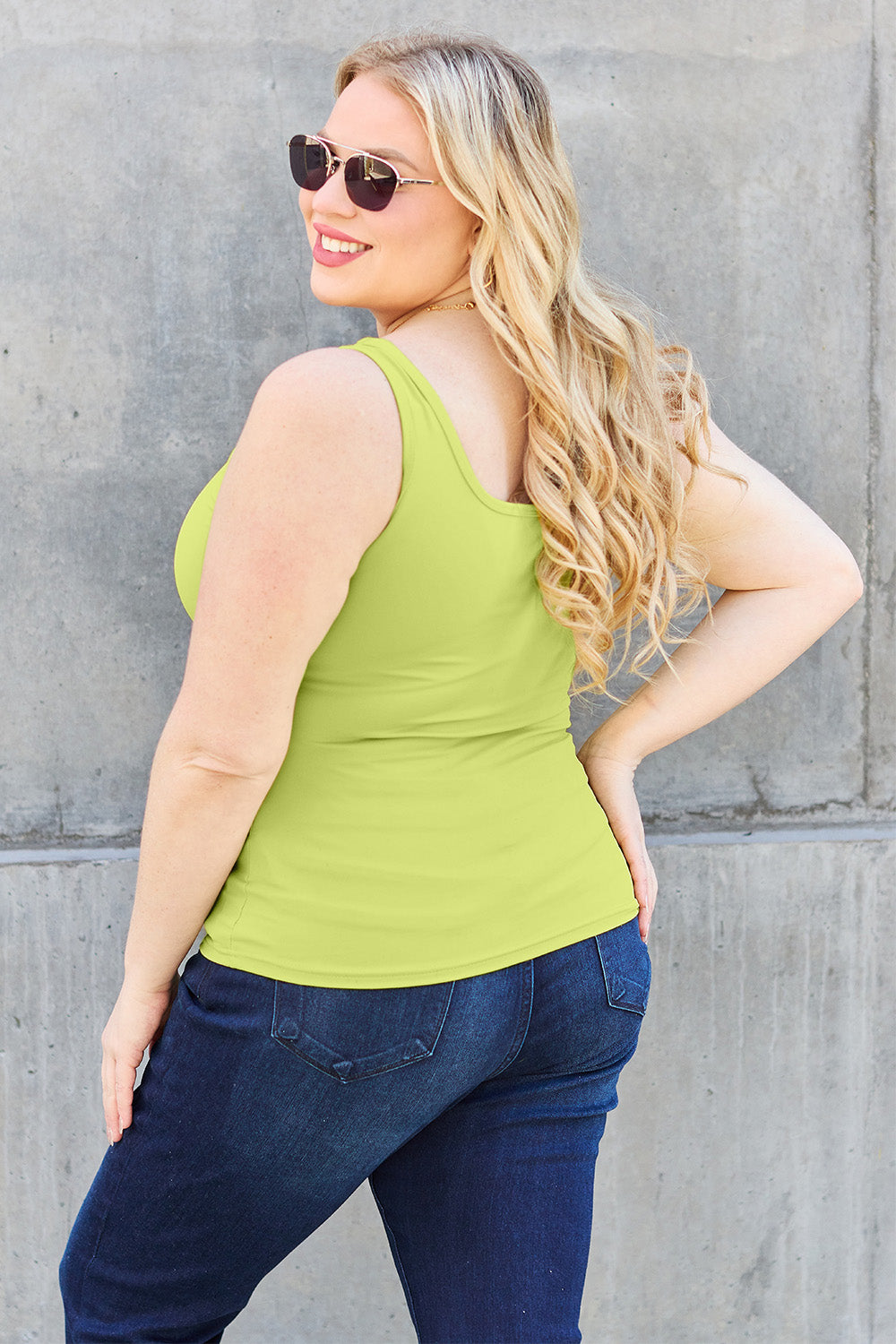 Basic Bae Full Size Square Neck Wide Strap Tank in Black - alternate view 9