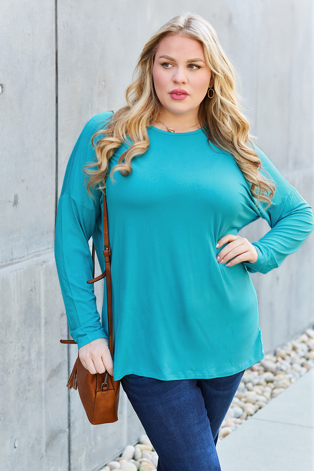 Basic Bae Full Size Round Neck Dropped Shoulder T-Shirt in Army Green - alternate view 13
