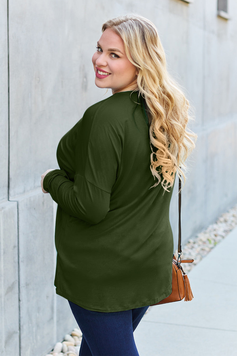 Basic Bae Full Size Round Neck Dropped Shoulder T-Shirt in Army Green - alternate view 7