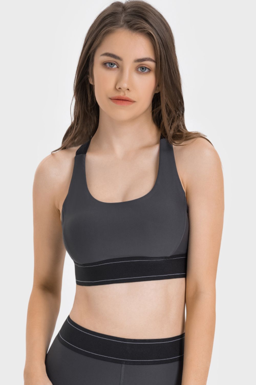 Contrast Sports Bra in Black