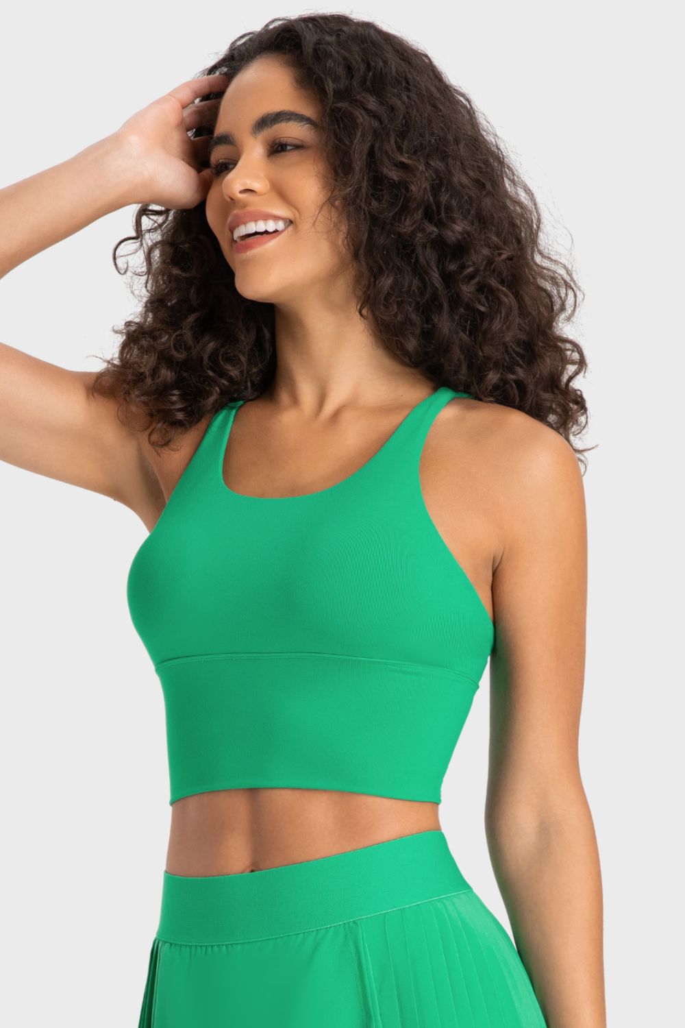 Crisscross Back Ladder Detail Sports Bra in Sherbet - alternate view 5