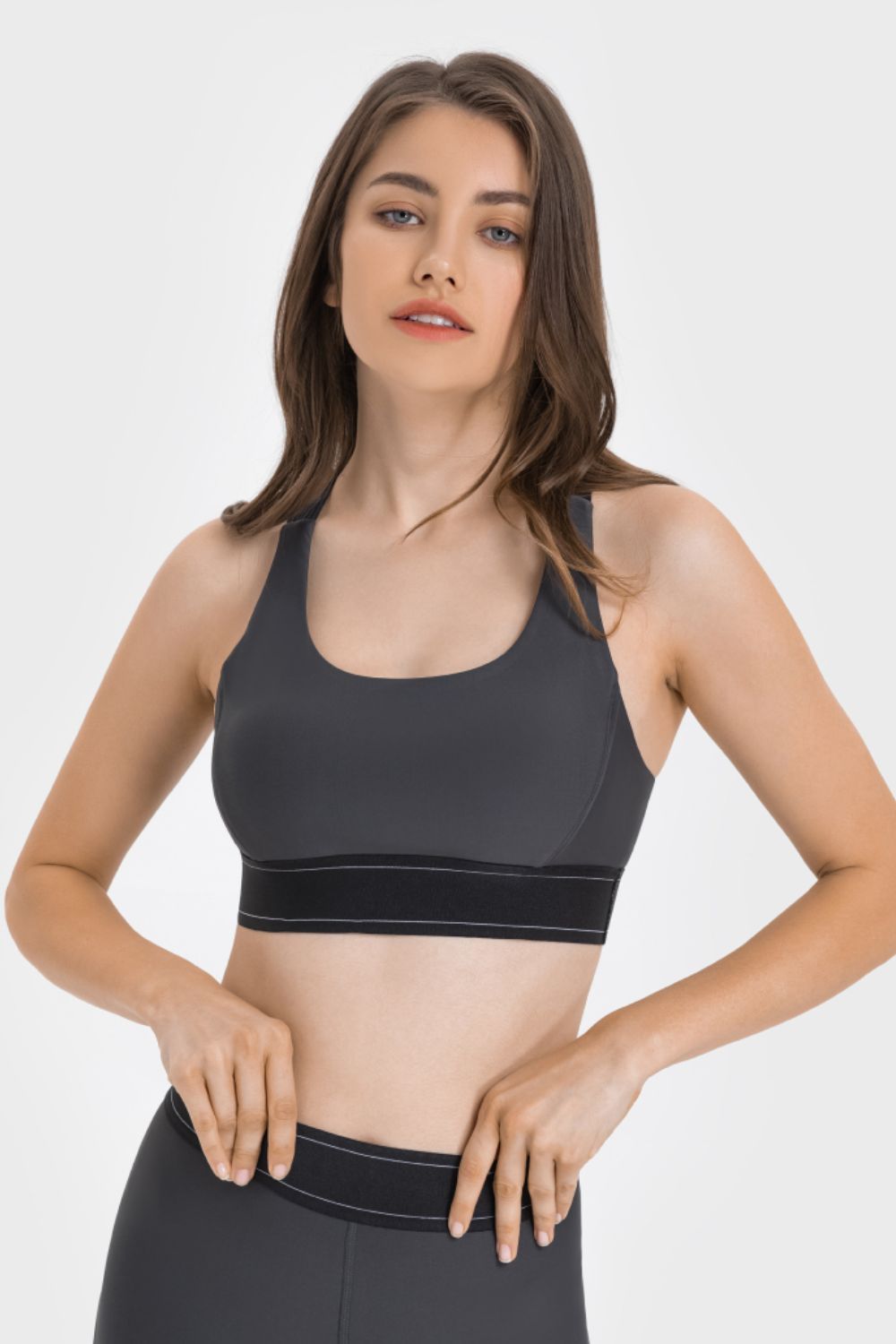Contrast Sports Bra in Black