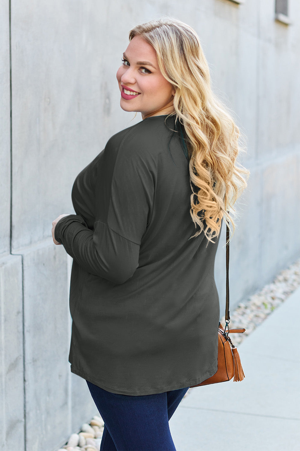 Basic Bae Full Size Round Neck Dropped Shoulder T-Shirt in Army Green - alternate view 31