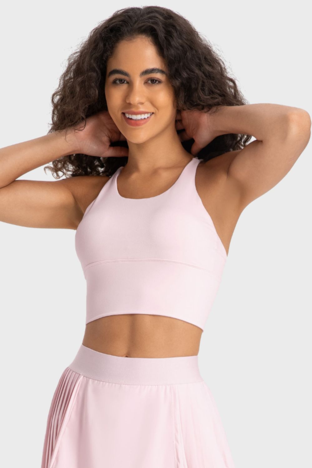 Crisscross Back Ladder Detail Sports Bra in Sherbet - alternate view 7