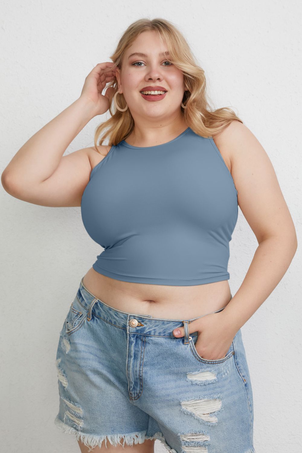 Basic Bae Full Size Round Neck Slim Tank in Black - alternate view 24