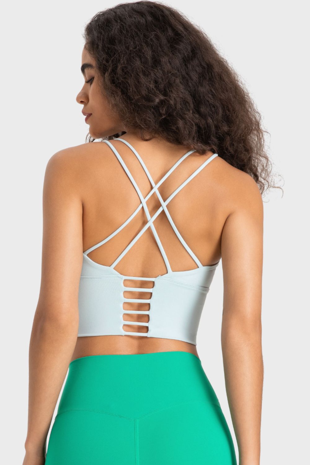 Crisscross Back Ladder Detail Sports Bra in Sherbet - alternate view 15