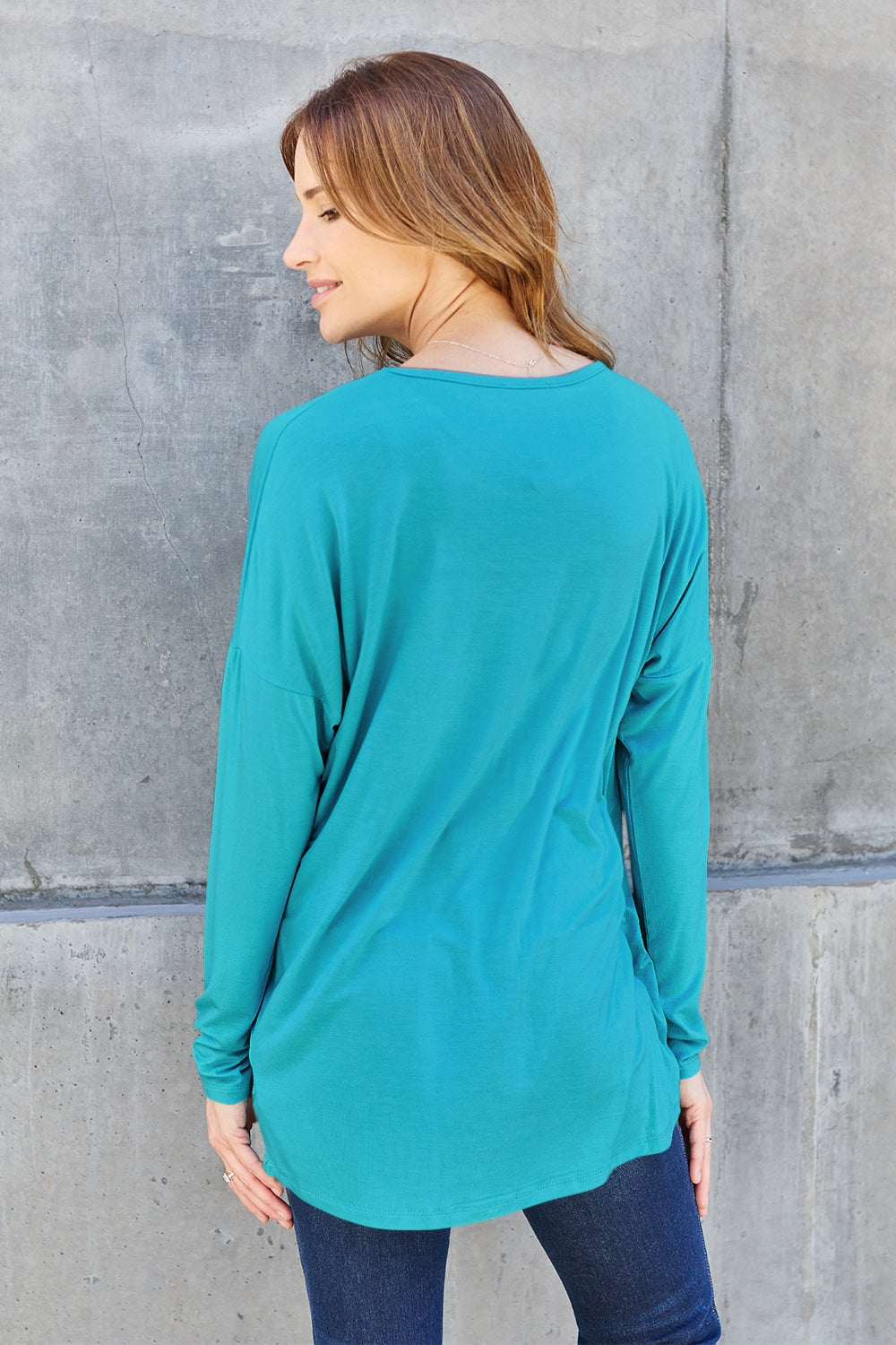 Basic Bae Full Size Round Neck Dropped Shoulder T-Shirt in Army Green - alternate view 11