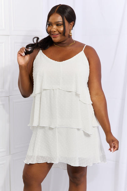 Culture Code By The River Full Size Cascade Ruffle Style Cami Dress in Soft White - SeaTown Outfitters