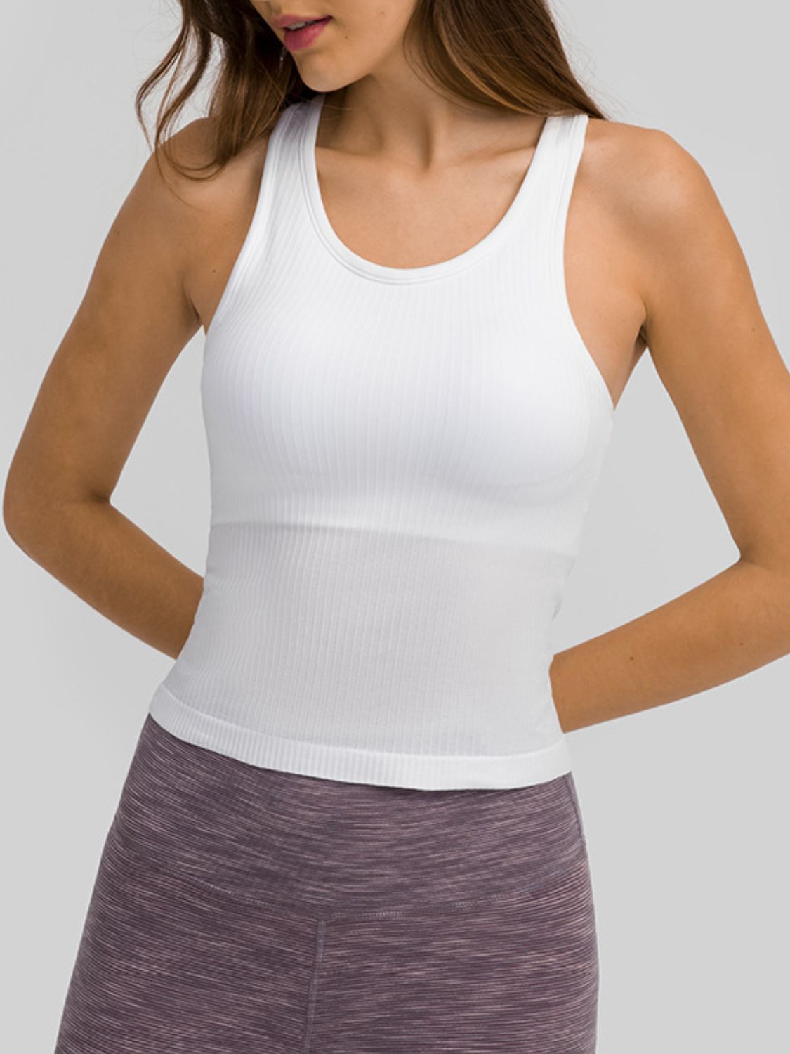 Round Neck Racerback Active Tank in Turquoise - alternate view 10