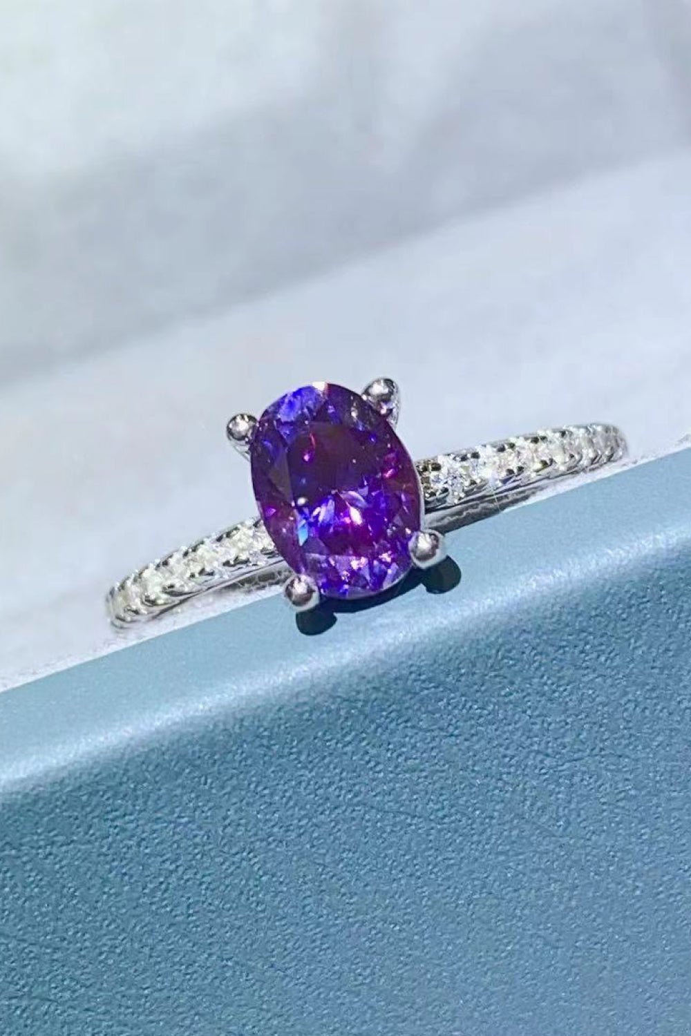 1 Carat Purple Moissanite 4 - Prong Ring - SeaTown Outfitters