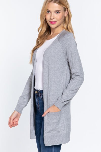 ACTIVE BASIC Open Front Long Sleeve Cardigan - SeaTown Outfitters