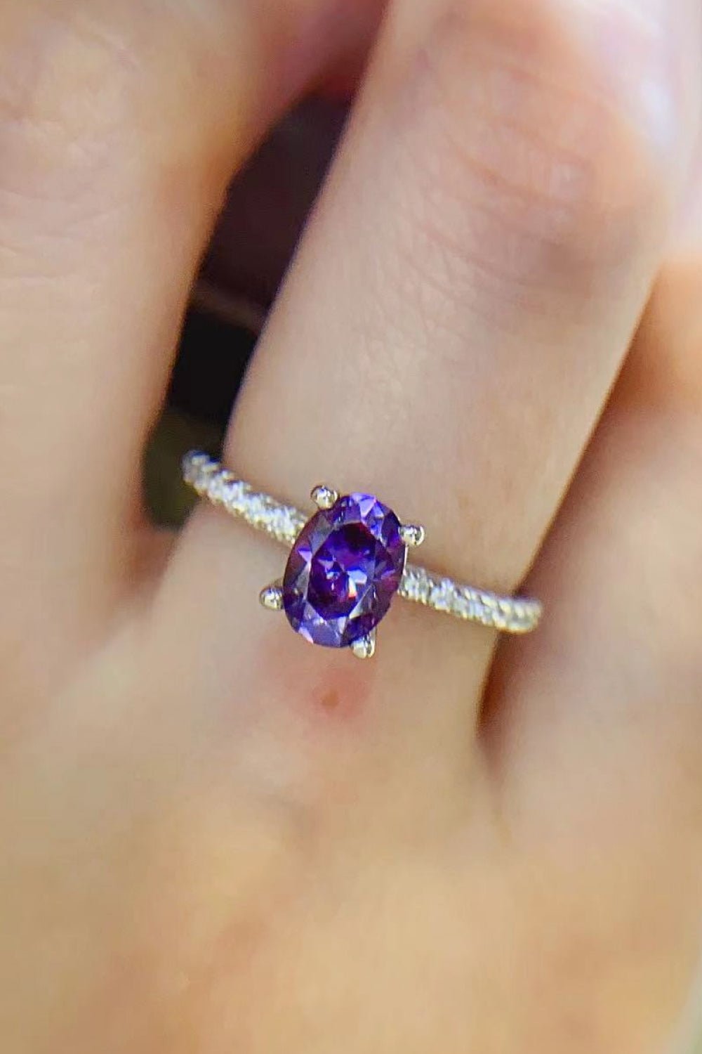 1 Carat Purple Moissanite 4 - Prong Ring - SeaTown Outfitters