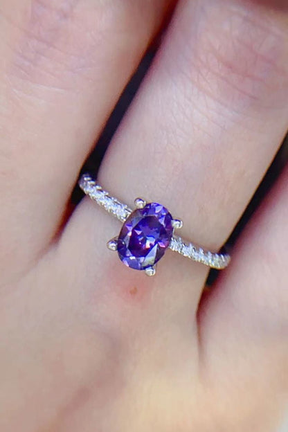 1 Carat Purple Moissanite 4 - Prong Ring - SeaTown Outfitters