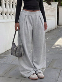 Elastic Waist Wide-Leg Sweatpants