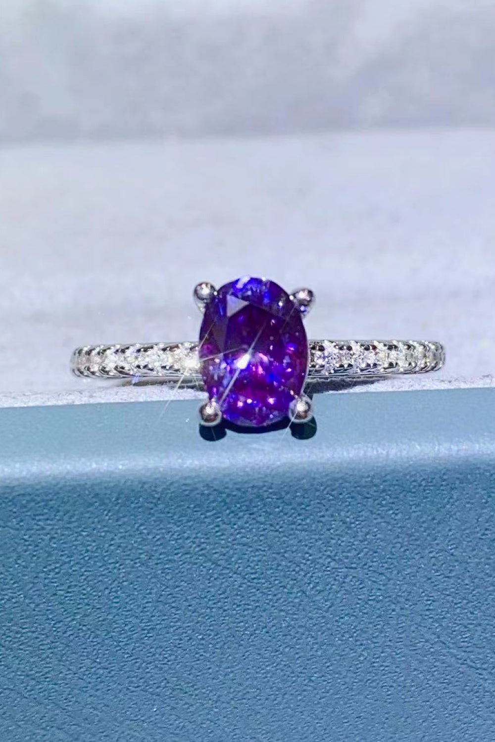 1 Carat Purple Moissanite 4 - Prong Ring - SeaTown Outfitters