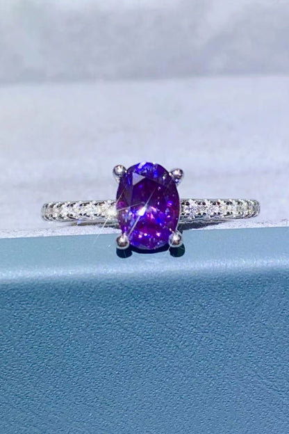 1 Carat Purple Moissanite 4 - Prong Ring - SeaTown Outfitters