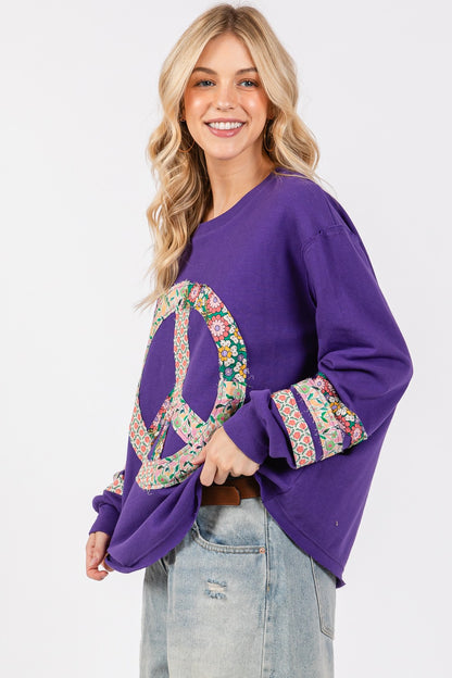 SAGE+FIG Peace Applique Patch Long Sleeve Top