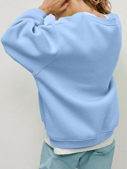 Round Neck Dropped Shoulder Long Sleeve Sweatshirt