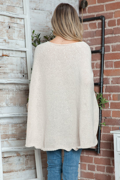 Round Neck Batwing Sleeve Sweater