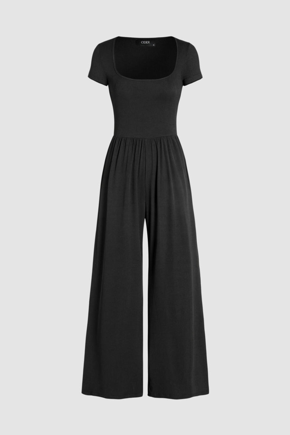 Square Neck Short Sleeve Wide Leg Jumpsuit