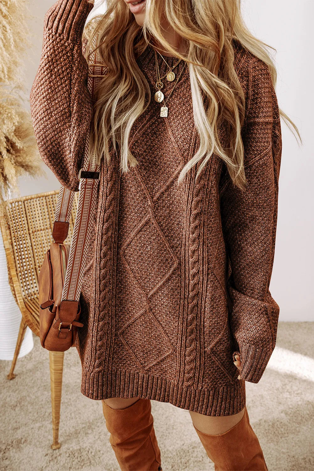cable knit hoodie dress Cable Hoodie Dog Sweater Dress by Dogo - Pink