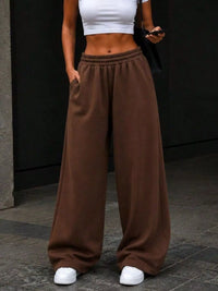 Elastic Waist Wide-Leg Sweatpants