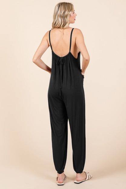 Culture Code Full Size Plunge Sleeveless Jumpsuit with Pockets - SeaTown Outfitters