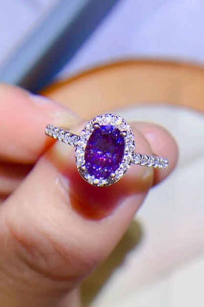 925 Sterling Silver 1 Carat Purple Moissanite Ring - SeaTown Outfitters