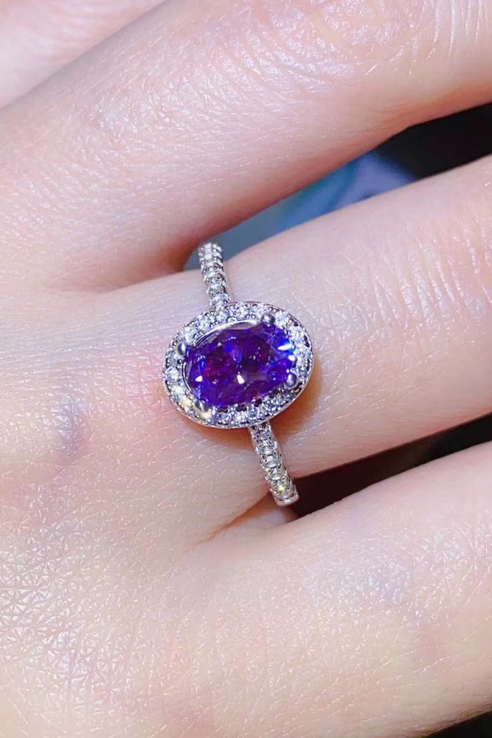 925 Sterling Silver 1 Carat Purple Moissanite Ring - SeaTown Outfitters