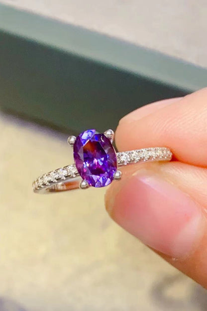 1 Carat Purple Moissanite 4 - Prong Ring - SeaTown Outfitters