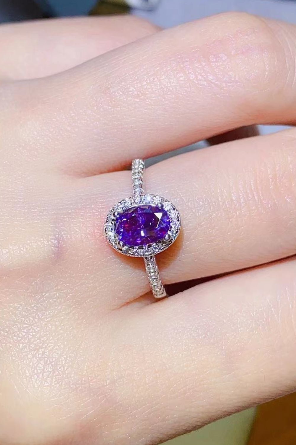 925 Sterling Silver 1 Carat Purple Moissanite Ring - SeaTown Outfitters