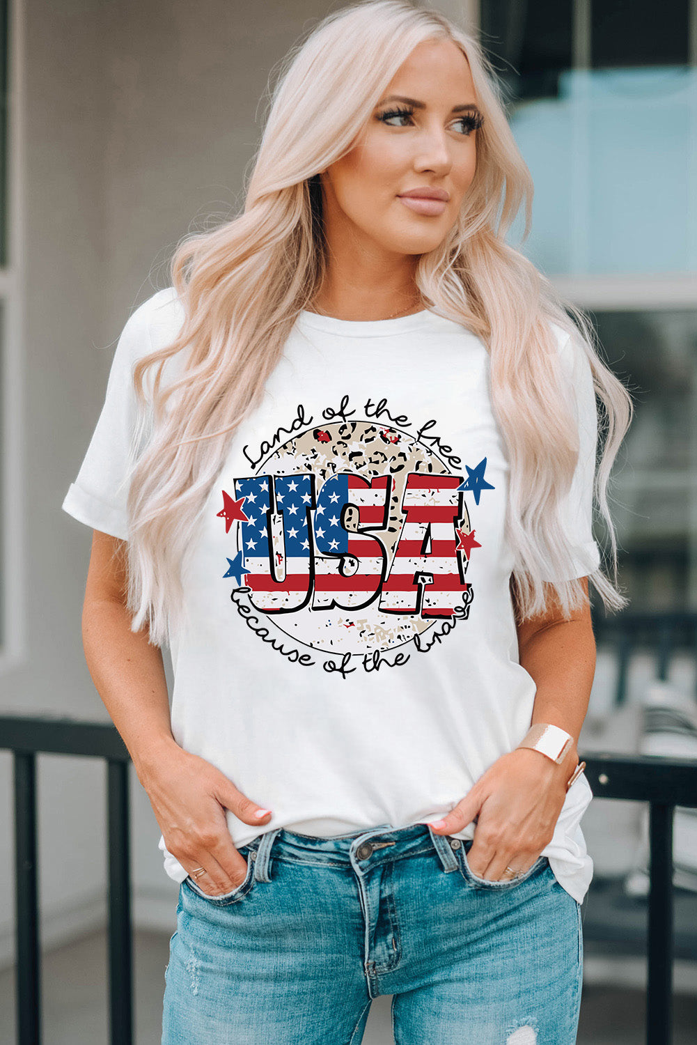 USA Graphic Round Neck Tee