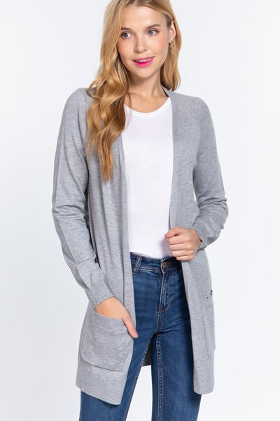 ACTIVE BASIC Open Front Long Sleeve Cardigan - SeaTown Outfitters