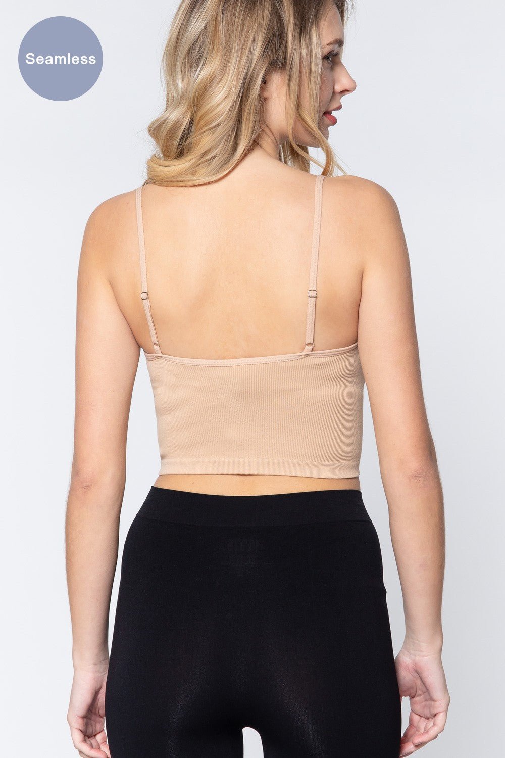 ACTIVE BASIC Round Neck Crop Rib Seamless Cami - SeaTown Outfitters