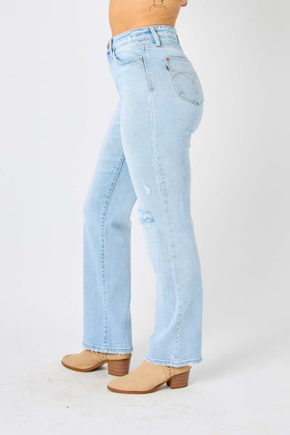 Judy Blue Full Size High Waist Distressed Straight Jeans